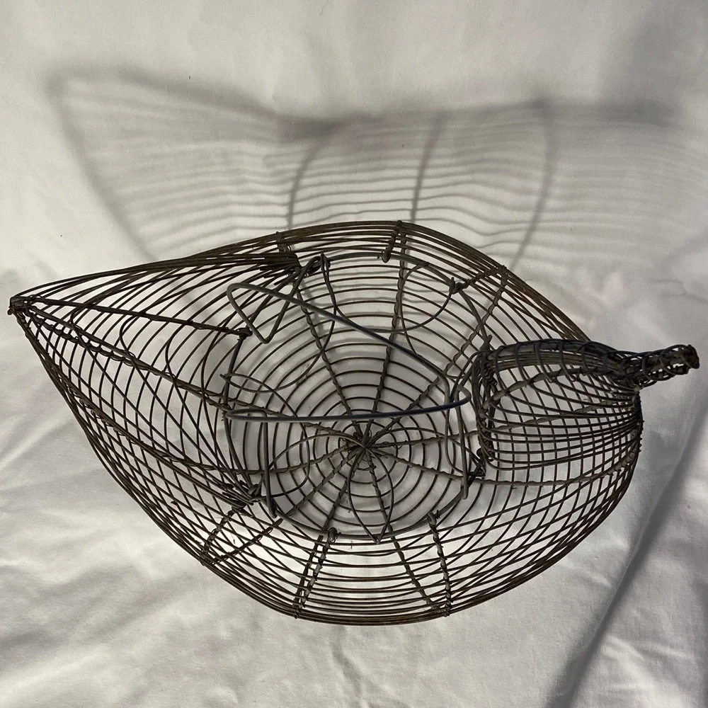 Vintage Chicken Shaped Wire Egg Basket